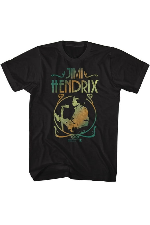 Jimi Hendrix Gradient Circle Black Adult T-Shirt L
