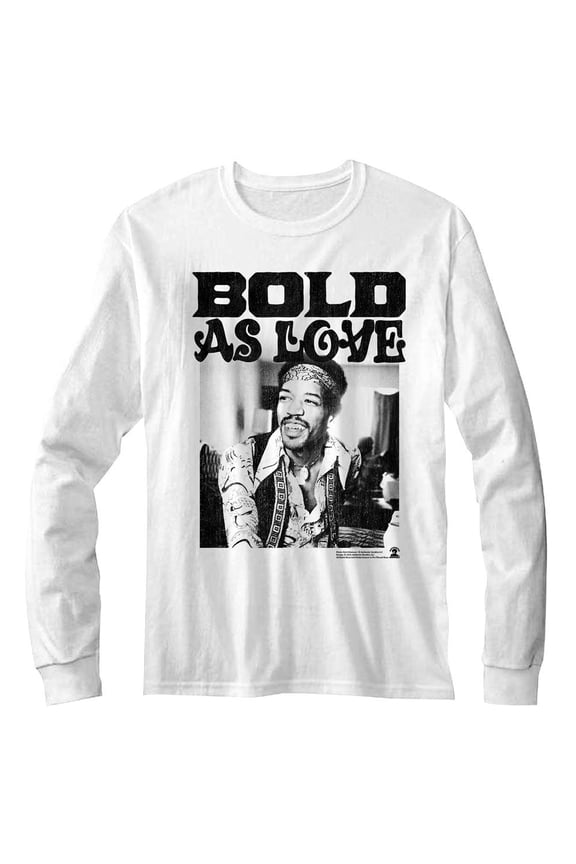 Jimi Hendrix Bold White Long Sleeve T-Shirt