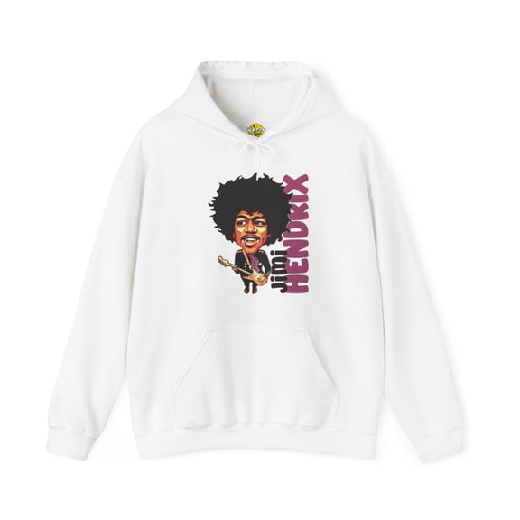Jimi Hendrix Cartoon Portrait Hoodie, Black History Icon Sweatshirt