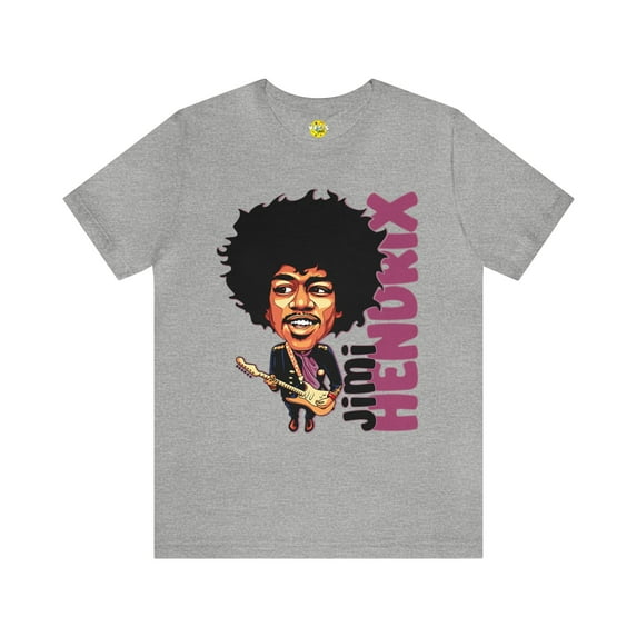 Jimi Hendrix Cartoon Portrait T-Shirt, Black History Icon, Vintage Music