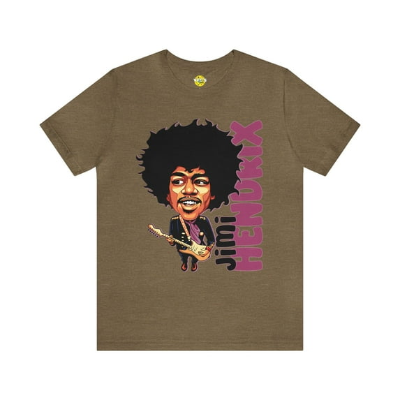 Jimi Hendrix Cartoon Portrait T-Shirt, Black History Icon, Vintage Music
