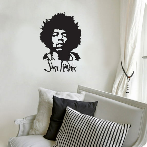 Jimi Hendrix Decal Sticker - Wall Art Decal 14" x 20" Window Decoration Vinyl Sticker Lettering/International Artist - Music Wall Decor Decals