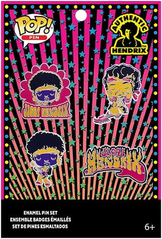 Jimi Hendrix FUNKO POP! 4PK PIN SET JIMI HENDRIX FLAMING GUITAR