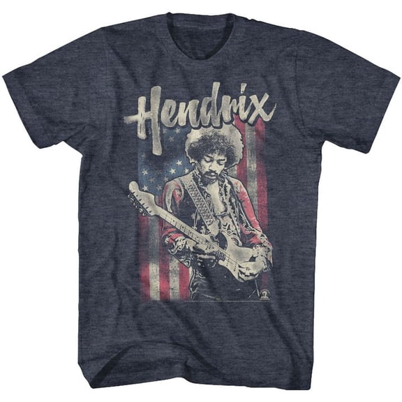 Jimi Hendrix Flag Hendrix Navy Heather Adult T-Shirt 5Xl