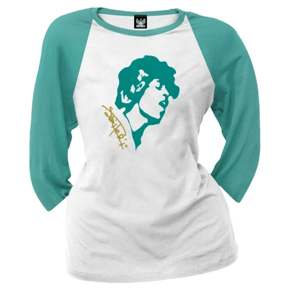 Jimi Hendrix - Flocked Photo Juniors Raglan - Small