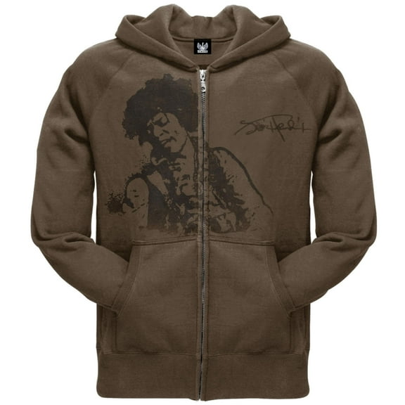 Jimi Hendrix - Flocked Portrait Zip Hoodie - Medium