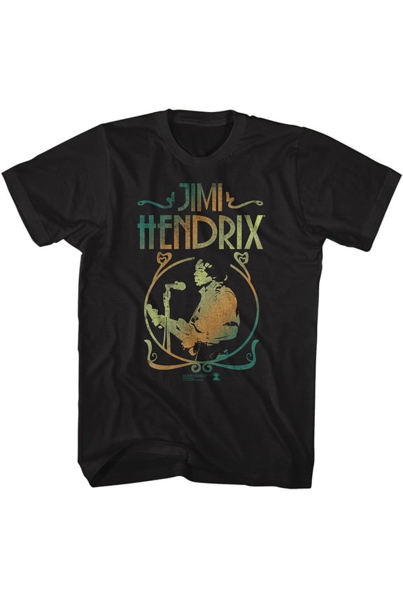 Jimi Hendrix Gradient Circle Black Adult T-Shirt Xl