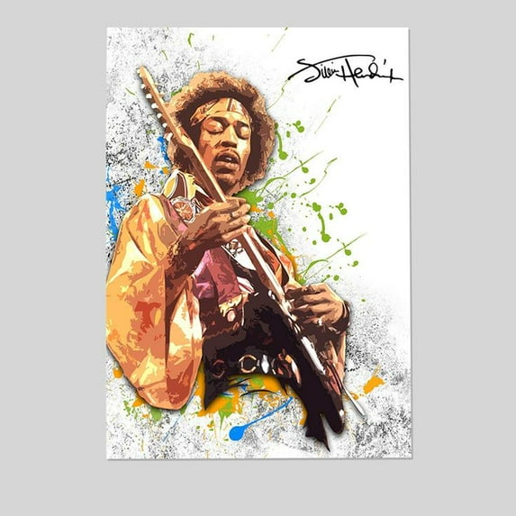 Jimi Hendrix Great Gift For Musicians, Guitarists and Rock n Roll Fans - Retro Chic Home Decor Size 24''x36'' - Postora