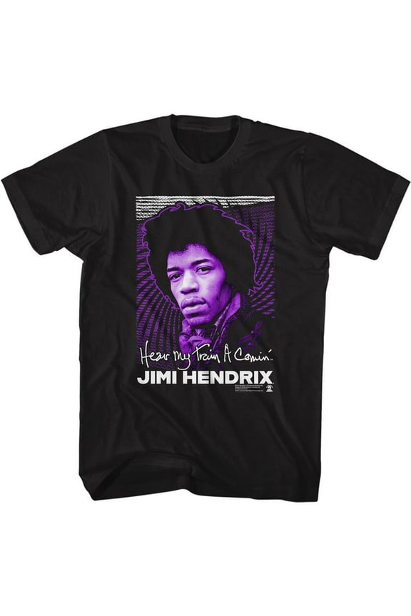 Jimi Hendrix Hear My Train A Comin' Black Adult T-Shirt