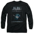 thumbnail image 1 of Jimi Hendrix Jimi Plays Poster Long Sleeve Adult 18/1 T-Shirt Black, 1 of 1