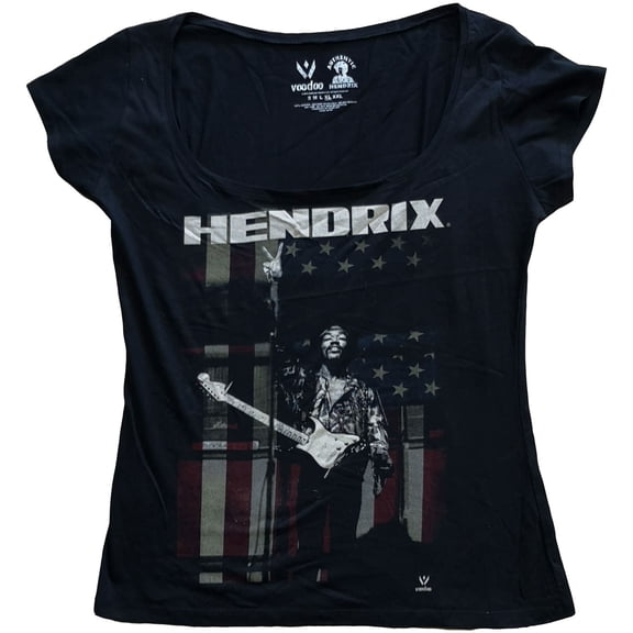 Jimi Hendrix Ladies T-Shirt: Peace Flag (Medium)