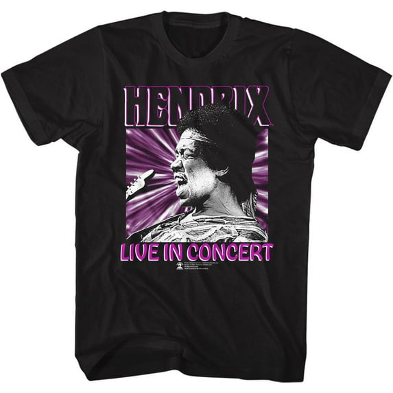 Jimi Hendrix Live In Concert Black Adult T-Shirt 5Xl