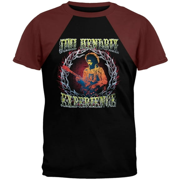 Jimi Hendrix Men's On Fire Short Sleeve Raglan T Shirt