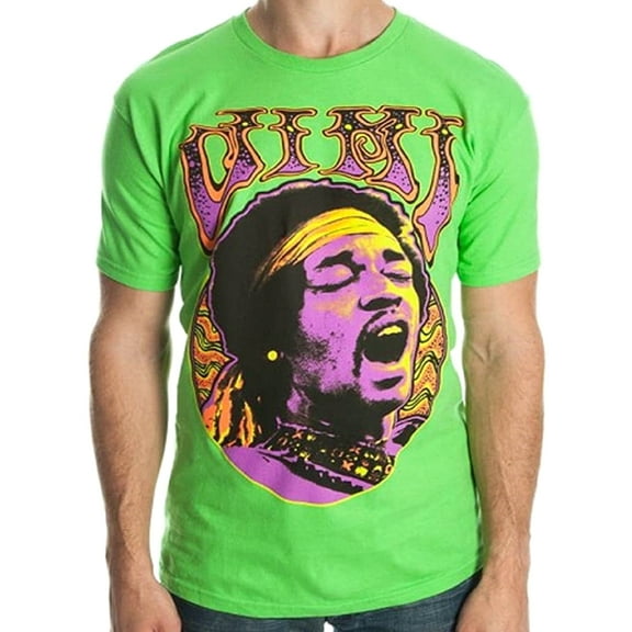 Jimi Hendrix Men's Short Sleeve Neon Green T-Shirt