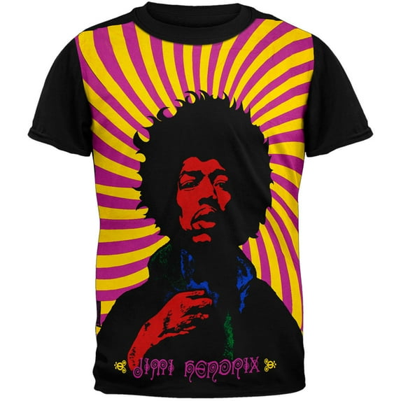 Jimi Hendrix Men's Swirl Poster Subway Short Sleeve T Shirt