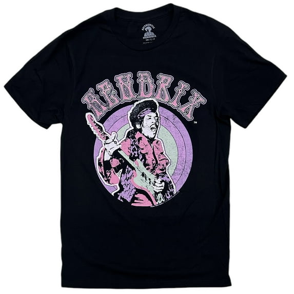 Jimi Hendrix Men's T-Shirt Genuine Merch Vintage Distressed Graphic Print Tee (Small, Black)