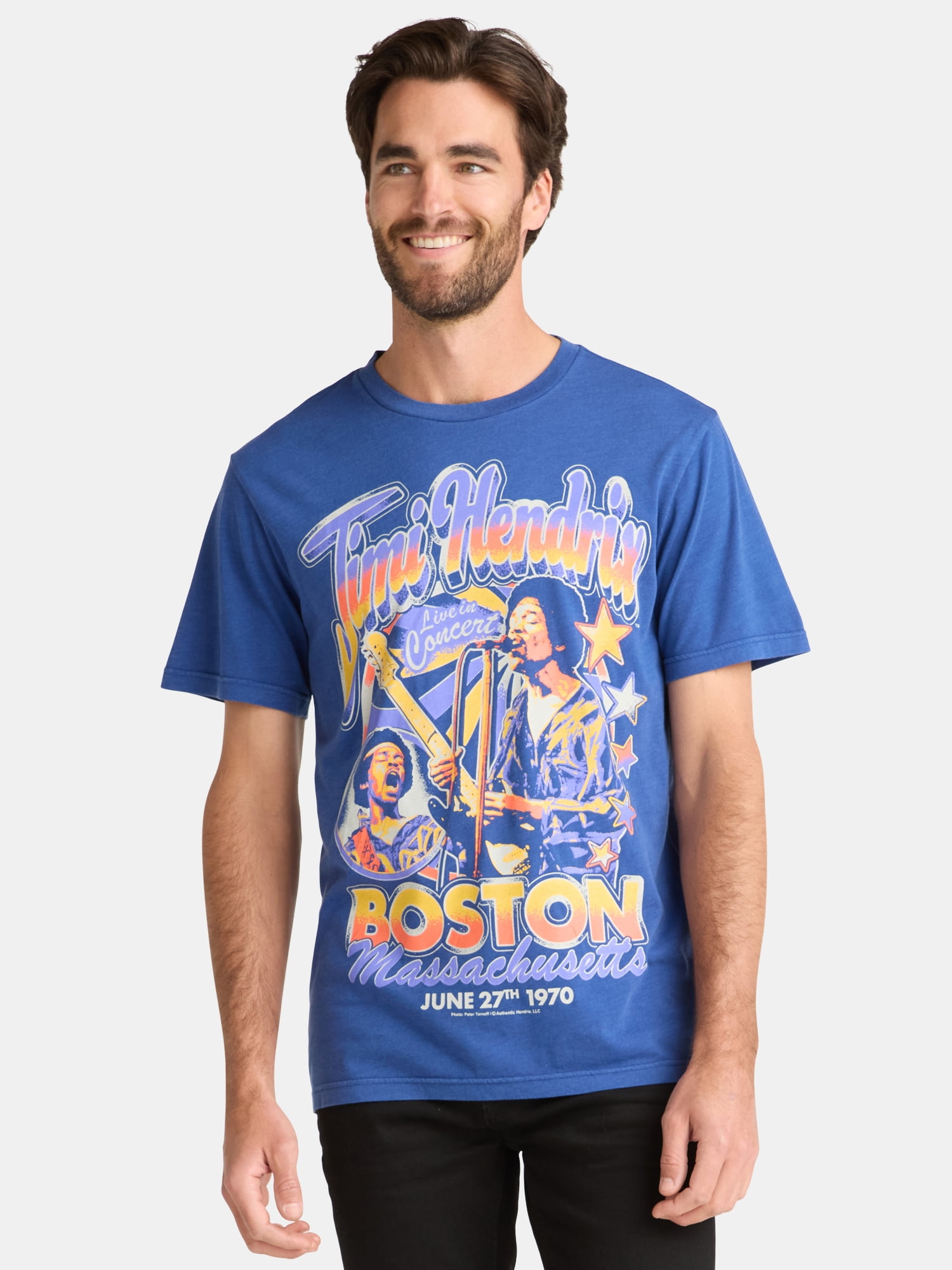 Jimi Hendrix Men's and Big Men's Boston Graphic Tee, Sizes S-3XL