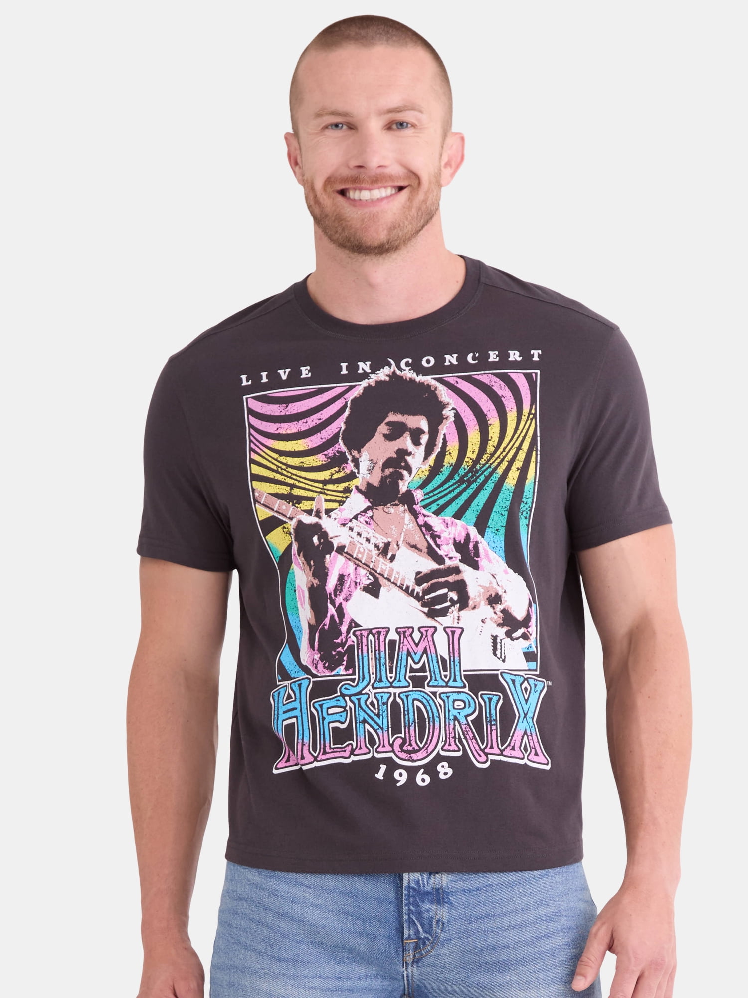 Jimi Hendrix Men's and Big Men's Graphic Tee with Short Sleeves, Sizes S-3XL