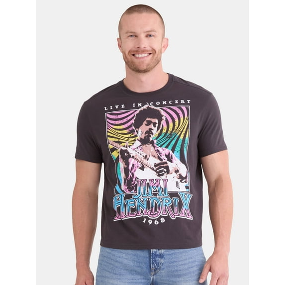 Jimi Hendrix Men's and Big Men's Graphic Tee with Short Sleeves, Sizes S-3XL