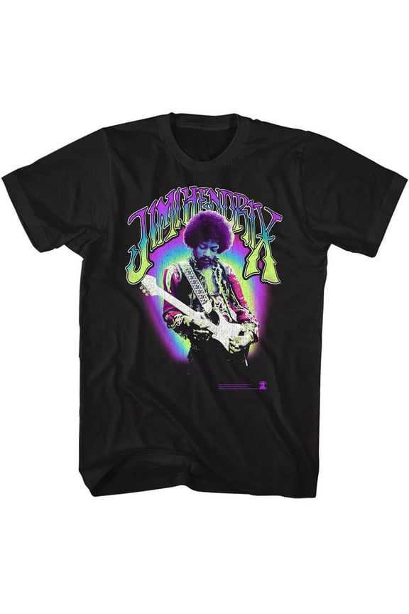 Jimi Hendrix Neon Jimi Black Adult T-Shirt Lt