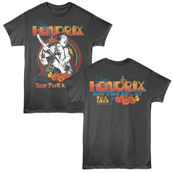 Jimi Hendrix New York 1970 Men's T Shirt (Charcoal, AdultM)