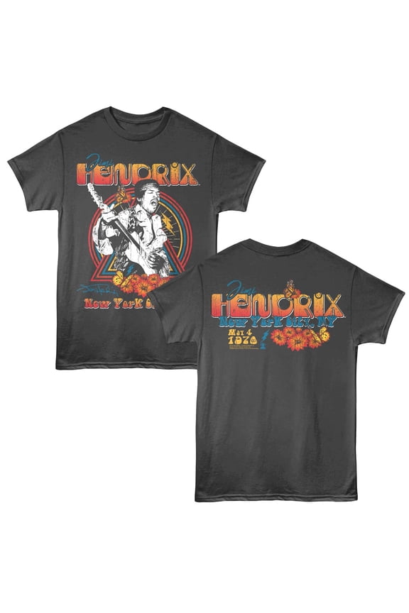 Jimi Hendrix New York 1970 Men's T Shirt (Charcoal, AdultXL)