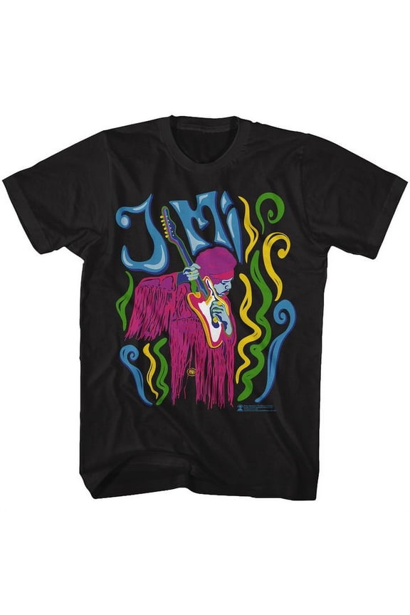 Jimi Hendrix Psychadelic Black Adult T-Shirt 2Xlt