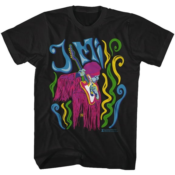 Jimi Hendrix Psychadelic Black Adult T-Shirt