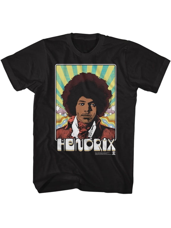 Jimi Hendrix Psychadelic Card Black Adult T-Shirt Lt