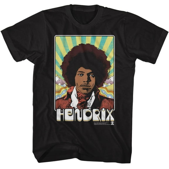Jimi Hendrix Psychadelic Card Black Adult T-Shirt Xlt