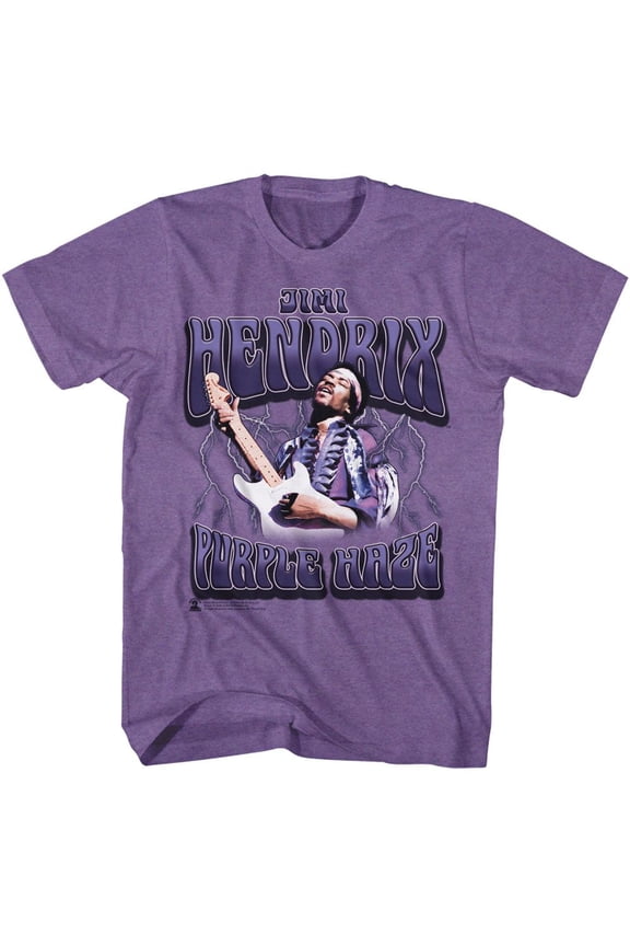 Jimi Hendrix Purple Haze Lightning Purple Heather Adult T-Shirt