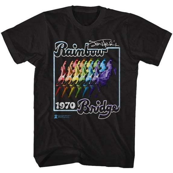 Jimi Hendrix Rainbow Bridge Black Adult T-Shirt