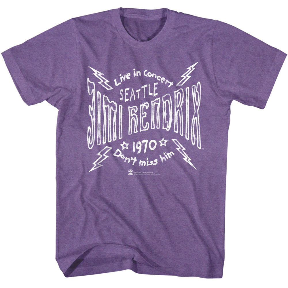 Jimi Hendrix Seattle 70 Lightning Purple Heather T-Shirt - Walmart.com