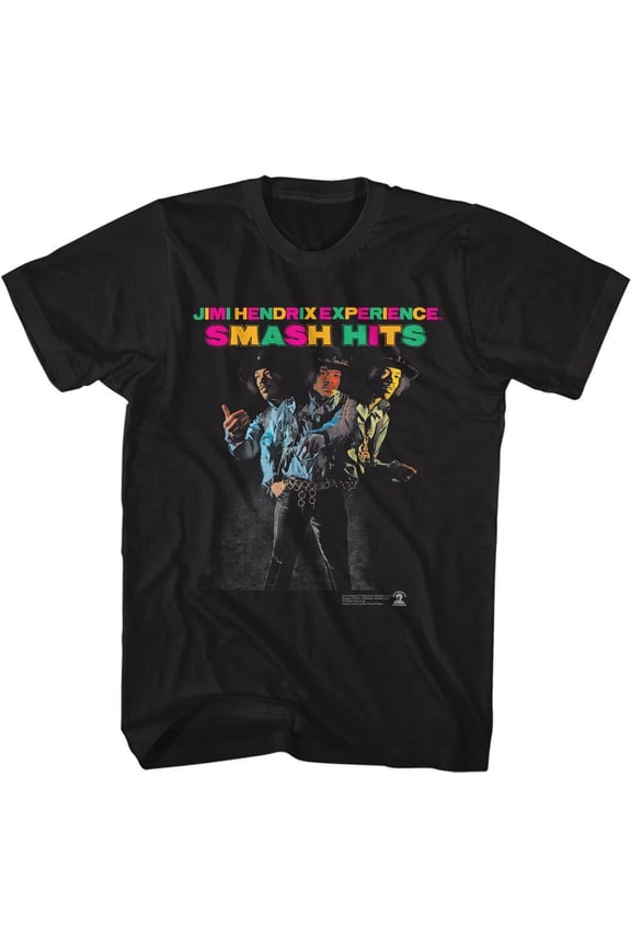 Jimi Hendrix Smash Hits Black Adult T-Shirt