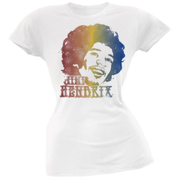 Jimi Hendrix Women's Juniors Rainbow Jimi Short Sleeve T Shirt