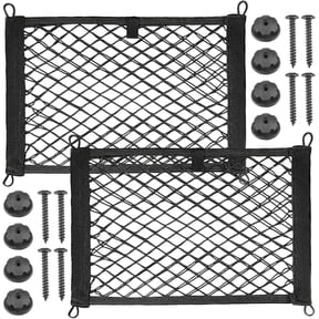 Jimin 2pcs Cargo Net, Pocket Storage Mesh Net, Elastic Automotive Cargo Nets Storage Pouch with 8 Mounting Screw and Builtin Hooks, for Car Trunk Boats Net (18x9.8 inches)