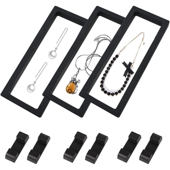 Jimin 3PCS 3D Floating Frame Display Stand, Transparent Display Frame, Challenge Coin Holder for Jewelry Antique Specimens, 9.1x3.5 Inches