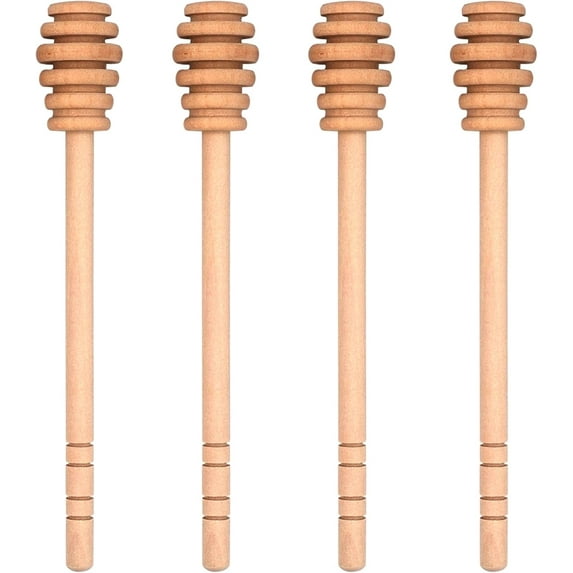 Jimin 4PCS Honey Mixing Stirrer, Wooden Honey Dipper, Smooth Honey Comb Stick, Honey Spoon Collecting Dispensing Drizzling Jam