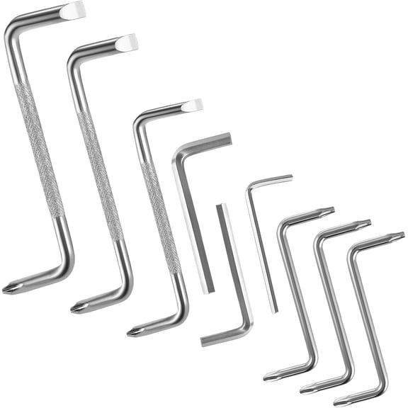 Jimin 9 PCS Offset Screwdriver Set, Ph2/Ph1/Ph0/T25/T20/T15 90 Degree Right Angle Screwdriver with 3/4/5mm Flat Head Hexagonal Wrench, Double Ended Head Short Angled Screwdriver