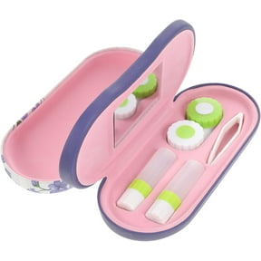 Jimin Contact Lens Case And Eyeglasses Case 2 in 1 Double Sided Eye Contact Case With Integrated Mirror Tweezers And Contact Solution Bottle Portable
