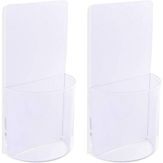 Jimin Remote Control Holder Wall Mount Damage-Free 2 Pack, Clear Adhesive Remote Holder for Bed Sturdy Storage Box to Hold Remotes, Eyeglasses,Pen