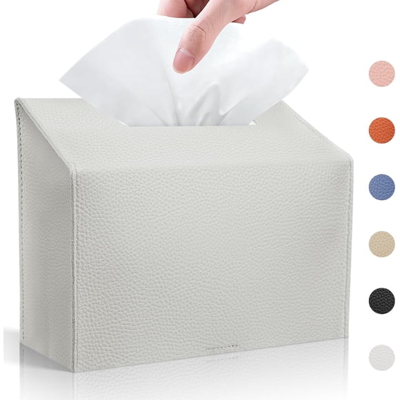 Jimin Tissue Box Cover Holder Compatible Disposable Paper Hand Towels, Leather Paper Towel Dispenser for Tabletop, Bathroom, Car, Office