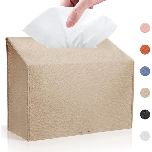 Jimin Tissue Box Cover Holder Compatible Disposable Paper Hand Towels, Leather Paper Towel Dispenser for Tabletop, Bathroom, Car, Office