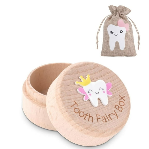 Jimin Tooth tin baby tooth box, tooth souvenir box, 3D carved wooden box wooden baby tooth box