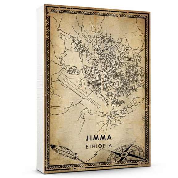 Jimma Vintage Map Prints Canvas, Ethiopia Map Art Canvas, Canvas, Jimma Map City style vintage Canvas , Canvas Wall Art, Street Map Artwork Canvas
