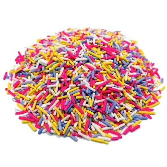 Jimmies in Springtime Mix - Resealable Standup Candy Bag - Pastel Jimmies in Pink, Lavender, White, and Yellow - Easter Themed Sprinkles for Desserts and Decorations (12 Oz)