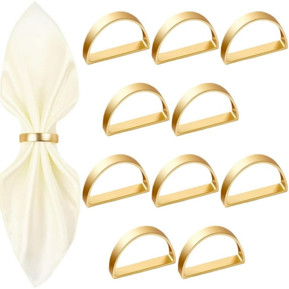 CNDRLEF 10 pack matte gold stainless steel semicircle napkin rings for dinner table setting