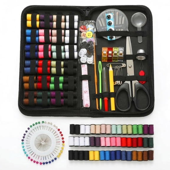 CNDRLEF 172-Piece Sewing Kit for Adults & Beginners, Portable Needle & Thread Set with Scissors, Seam Ripper, Tape Measure & Zipper Case