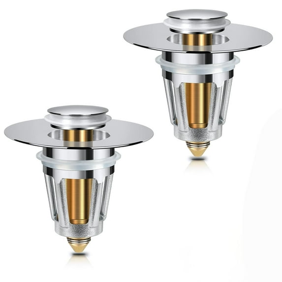 CNDRLEF 2-Pack Universal Bathroom Sink Stopper with Hair Catcher, Pop-up Drain Plug for 1.1–1.5 inch Bathroom Sink & Bathtub Drains, Anti-Clog Lavatory Sink Plug Replacement, Anti-Leak Drain Stopper
