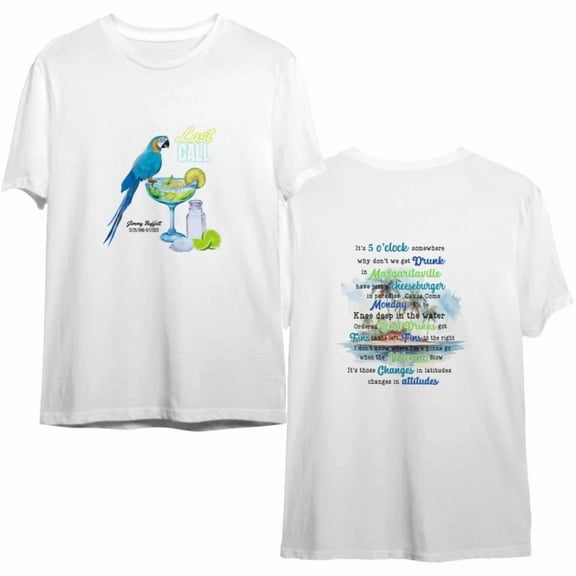 Jimmy! Buffett! Double Sided T Shirts with Lyrics, Parrothead Double Sided T Shirt